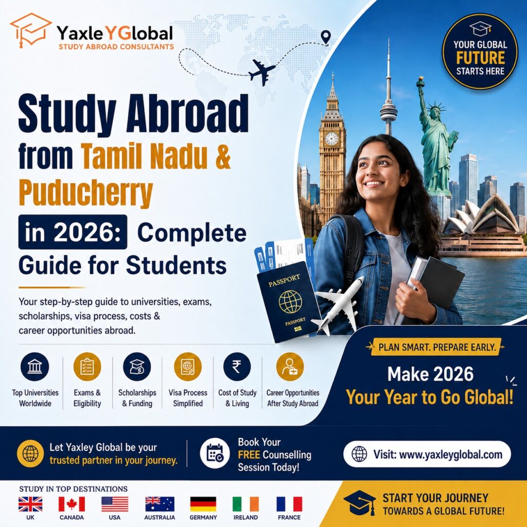 Study abroad guide for Tamil Nadu and Puducherry students in 2026.