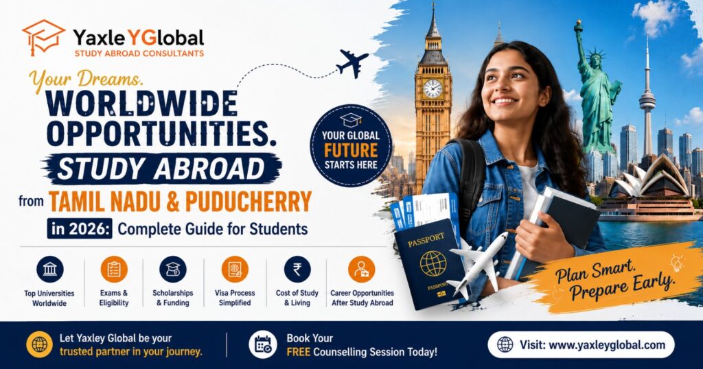 Study abroad guide for Tamil Nadu & Puducherry students in 2026.